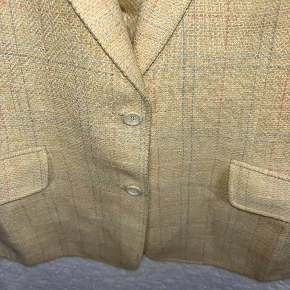 Vtg Country Britches Women Coat Size pit to pit 34Plaid Beige‎